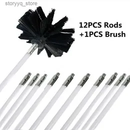 Cleaning Brushes Flexible Rods With 1pc Brush Head Chimney Cleaner Sweep Rotary Fireplaces Inner Wall Cleaning Brush Cleaner Chimneys AccessL240304