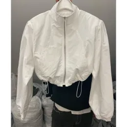 Jackets Korean Style Quick Dry Hiking Jacket Stand Collar Drawstring Zipper Long Sleeve Outdoor SunProtective Short Sports Coat Female