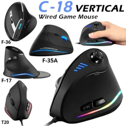 Möss för zeloter Vertikal spelmus Laddningsbar mus 10000DPI Justerbar ergonomisk spelare Möss USB Wired RGB Optical Mouse