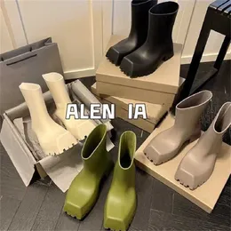 Esportes 2024 Paris Square Headed Womens New Internet Famoso Tubo Alto Moda Botas de Chuva Sola Grossa Impermeável Antiderrapante Sapatos de Água Resistentes ao Desgaste