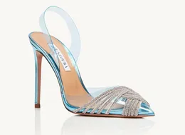 2024 Верхний дизайн, женские сандалии на высоком каблуке, туфли в стиле Гэтсби, атласные туфли на слинге, женские свадебные сандалии, туфли на тонком вечернем каблуке, оригинальная коробка 35-43