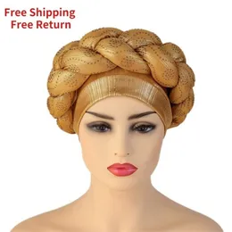 قبعات Heat African Hat Hat Pattern للنساء مصممة من أصل أفريقي مصممة من أصول أفريقية عقدة عملة Aso Oke Africaine Trupante Auto Gele 22240g