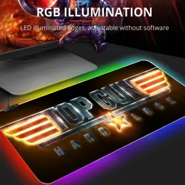 Pads Top Gun Maverick PC Gaming RGB Mouse Pad Gamer Mausepad Desk Mat Gamers Accessories Rug Varmilo Mice Keyboards Computer Office Mat