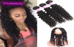 Peruanisches 100 unverarbeitetes Echthaar, 4 Stück, Bündel mit 360 Lace Frontal Deep Wave Curly 22542 Lace Band 360 Lace Fronta6403995