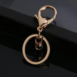 50st 30mm Keyring Flera färger Key Chains Rings Rund Golden Silver-Plate Hook Lobster Clasp Keychain 220411212J