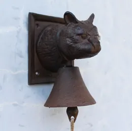 鋳鉄製の猫の形をした壁に囲まれたベル装飾華やかなドアベル素朴な茶色のコテージパティオガーデンファームカントリーバーン中庭装飾7577044
