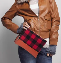 Buffalo Plaid Cosemtic Bag Whole Blanks Red Check Wristlet Handbag Women Accessories Clutch Blackwhite RedBlack5104851