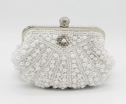 2019 Top Shell Pearls Bridal Hand Bags One Shoulder Clutch Beaded Crystal Formal Evening Party Diner Bags Shell Style Cheap S5682684