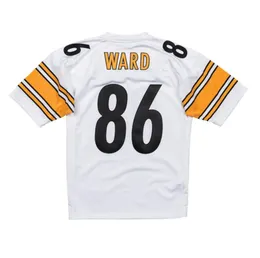 Stitched Football Jersey 86 Hines Ward 2005 White Mesh Retro Rugby Jerseys Män kvinnor och ungdom S-6XL