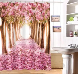 Cortina de chuveiro linda flor de cerejeira personalizada à prova d'água 3D cortina de chuveiro de poliéster impressão digital cortina de banheiro 1801889964