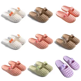 for Slippers Designer Summer New Product Women Green White Pink Orange Baotou Flat Bottom Bow Slipper Sandals Fashion-016 Womens Flat Slides Outdoor 37 s