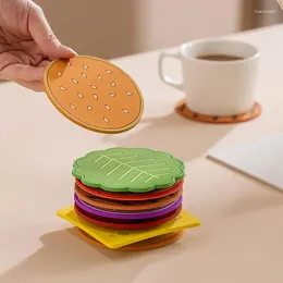 Tappetini da tavolo 8 pezzi Tappetino per bevande al caffè creativo resistente al calore a forma di hamburger Divertente tappetino antiscivolo Portabicchieri Accessori da cucina