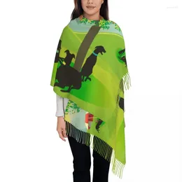 Ethnische Kleidung Whippet Windhund-Picknick-Schal für Damen, lang, warm, für den Winter, Quastenschal, Unisex, Windhund-Schals