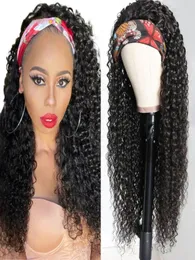Water Wave Glueless Human Hair Wigs Indian Headband Wig For Black Women Long Hair 1030Inch Curly Headband Wig3037513
