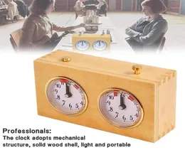 Retro Mechanical Chess Game Clock Retro Holzschale Mechanische Schachuhr Alarm Nicht tickendes Geräusch mit LED Snooze Light1254U6869744