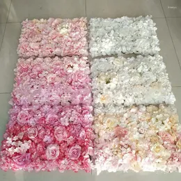 Decorative Flowers Wedding 3D Flower Wall Panel Runner Artificial Silk Rose Peony Backdrop Decoration 6pcs/lot