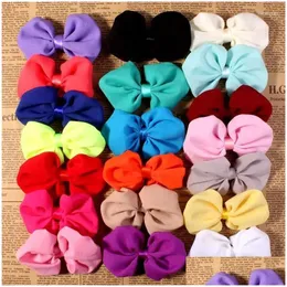 Acessórios de cabelo 120 pçs / lote 20 cores encantador arco de cetim para meninas / mulheres vestido vestuário artificial chiffon boutique bowknot gota dhgyp