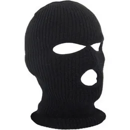 Full Face Cover Mask Three 3 Hole Balaclava Knit Hat Winter Stretch Snow Mask Beanie Hat Cap New Black Warm Face Masks236y