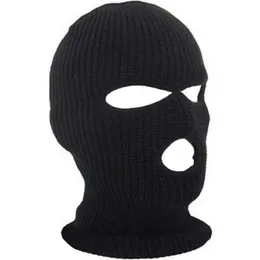 Volle Gesichtsabdeckungsmaske Drei 3-Loch-Sturmhauben-Strickmütze Winter-Stretch-Schneemaske Beanie-Mütze Mütze Neue schwarze warme Gesichtsmasken236y