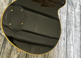 Guitarra elétrica personalizada, logotipo amarelo e borda corporal, acessórios dourados, em estoque, frete grátis relâmpago