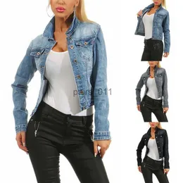 Jaquetas femininas desbotadas lavagem jeans mulheres denim azul preto senhoras marca coreana 240305