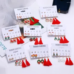 Stud Earrings Christmas Earring Set Women's Winter Snowflake Bell Santa Claus Pearl Tassel Fashion Ball Jewelry
