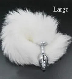 Morbida lana artificiale incantevole impertinente coda di volpe giocattoli del sesso anale in metallo per coppia che flirta sesso adulto Butt Plug243o6161594