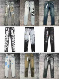 Men's Jeans pruple Mens jeans black cargo pants Designer skinny stickers light wash ripped rock revival true religions Casual Elastic Trousers Denim 240305