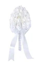 Buquê de casamento rosa colorido acessórios de casamento branco artificial flor da dama de honra pérolas contas noiva segurando flores cpa1582925660816