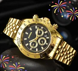 Luksusowe pełne zegarki nurkowe ze stali nierdzewnej Outdoor Chronograph kwarc bateria Mężczyźni Trzy Stiches Super jasne wodoodporne prezenty na rękę bransoletki