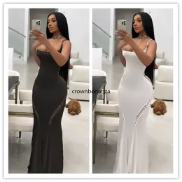 2024 Projektant Sexy Maxi sukienki Kobiety Spring Spaghetti Straps Bodycon Maxi Sukienka Elegancka wieczorowa sukienka klubowa Hurtowe ubrania hurtowe