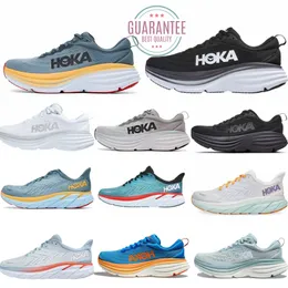 Tränare Bondi 8 Outdoor Sports Casual Shoes Hokas One One Black White Sports Carbon X2 Clifton 8 9 Hokas Tennis Lätt stötdämpning Amber Men Kvinnor Sneakers