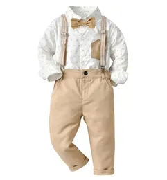 Baby Boy Clothing Set Dress Suit Gentleman Shirt With Bow Tie Byxor Set Party Wedding stiliga barn pojkar kläder 2202189826860