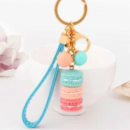 Nowy kreatywny Macarons Cake Key Chain Hide Rope wisiorek moda brelki kluczy samochodowych