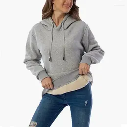 Spor Salonu Giysileri Gevşek Minimalist çok yönlü kapüşonlu Hoodie Bahar 2024'te omuz damla tasarımı ve düz renkli pullov ile kadınlar için