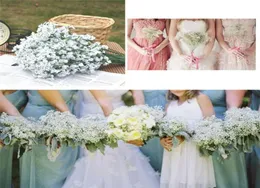 Hanky ​​Set 2016 New Silk Babys Breath Bridal Gypsophila Bouquet Wedding Flower Floral White Wedding Bouquet Bride Holding Flowers B9474997