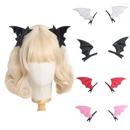 Hårtillbehör 2st/Set Halloween Black Wing Clip Demon Hairpin Bat Headwear Gothic Clips for Girls