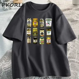 T-shirty vintage puszki marynaty kartury kobiety puszki pokarca miłośnicy t shirt zabawne duże bawełniane koszulki Kobiet Kurnowanie koszulki