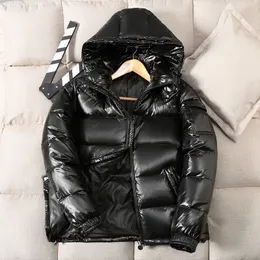 Designer masculino monc jaqueta inverno quente à prova de vento para baixo jaqueta brilhante material fosco casal modelos novas roupas o chapéu jaqueta