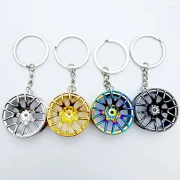 سلاسل مفاتيح مفاتيح مفاتيح العجلة المعدنية Hub Metal Keychain Turboarged Creative Gift Car Keyring keyring for lover