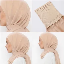 Hijab with Undercap Attached Chiffon Hijab Scarf Instant Hijab Muslim Women Fashion Headwrap Shawls Turban Hijab for Women 240301