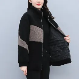 Jaquetas curtas das mulheres jaqueta 2023 novo outono inverno casaco de lã de cordeiro feminino casual solto jaqueta de lã de cordeiro mulher outwear zíper parkas casaco