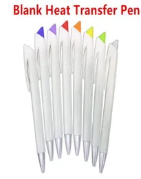 Siyah mürekkep süblimasyonu ile boş ısı transfer kalemi özelleştirilmiş tükenmez kalem döndürülebilir beyaz tutucu tükenmez kalem