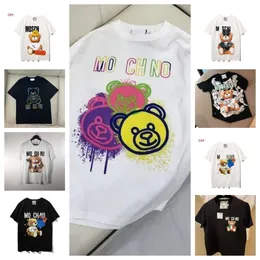 Fashion Womens T-shirt summer new high quality short sleeve Brand designer tees Color the bear round neck cotton Italy luxury mens womens loose Moschino T-shirt al