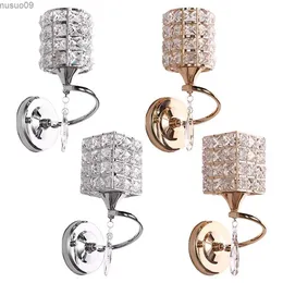 Vägglampa modern minimalistisk kristall lampskärm vägglampa europeisk enkelhuvud konst e27 väggljussconce för sänggången heminredning