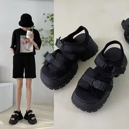 Kleid Schuhe Dicke Sohle Sandalen Für Frauen 2024 Sommer Mode Koreanische Version Einfarbig Casual Schwamm