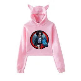 Pullovers lögner av P merch hot game cosplay hoodies för kvinnor kawaii bil öron hoodies sweatshirt vinter pullover