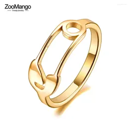 Cluster Rings ZooMango Design Titanium Stainless Steel Geometric Pin Hiphop/Rock 18K Gold Plated Bohemia Punk Ring For Women ZR21021