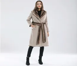 OFTBUY 2021 2sided Wear Winter Jacke Frauen Faux Pelzmantel Lange Gürtel Dicke Warme Oberbekleidung Streetwear Neue Fashion1683010
