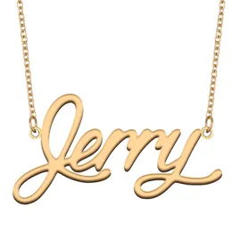 Jerry Name Halsband Pendant Anpassad personlig för kvinnor flickor barn bästa vänner mödrar gåvor 18k guldpläterad rostfritt stål